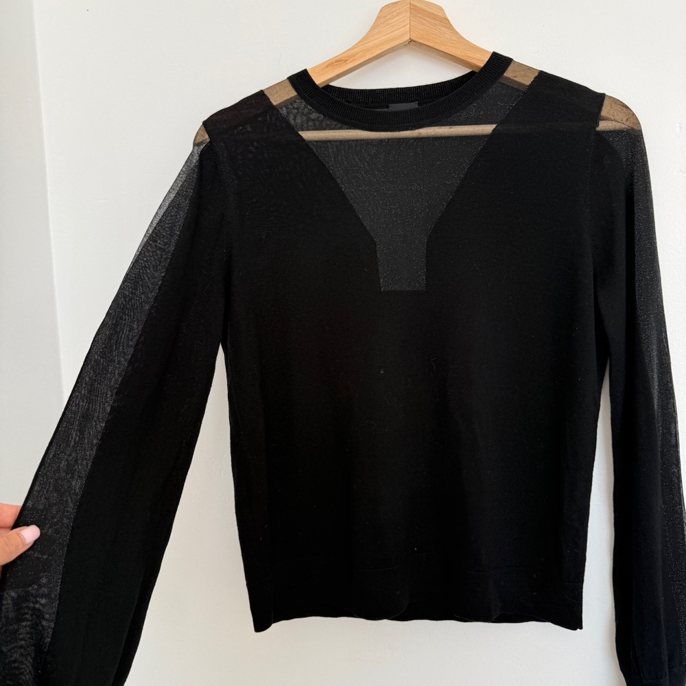 Pinko thin Black sweater w Sheer accent panels M
